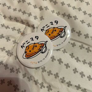 Sanrio Gudetama White and Orange Button Pins